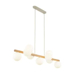 TK Lighting Estera hengelampe, opalglass, tre, 9 lyskilder| Pendellamper