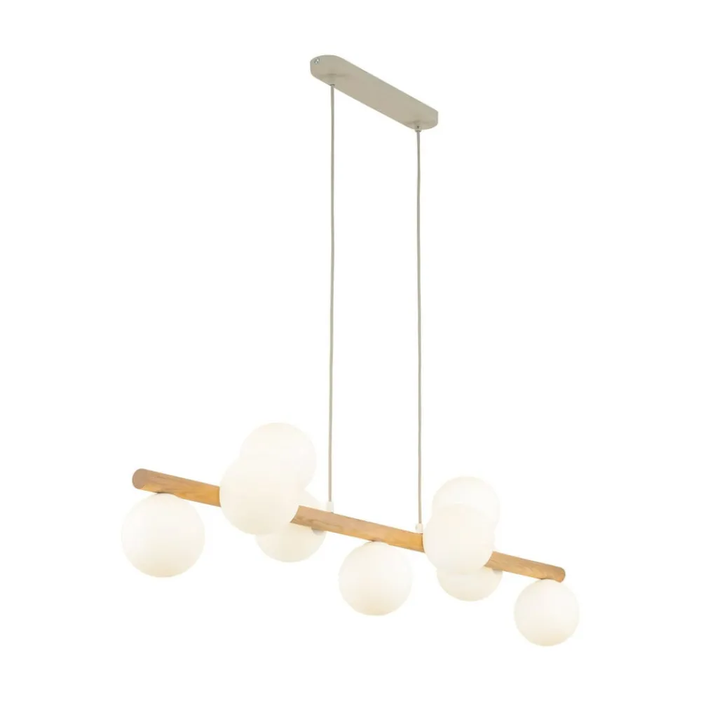 TK Lighting Estera hengelampe, opalglass, tre, 9 lyskilder| Pendellamper