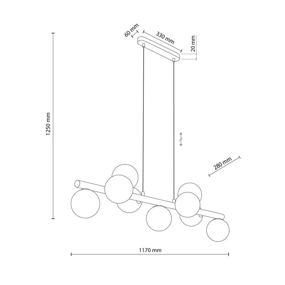 TK Lighting Estera hengelampe, opalglass, tre, 9 lyskilder| Pendellamper