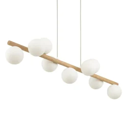 TK Lighting Estera hengelampe, opalglass, tre, 9 lyskilder| Pendellamper