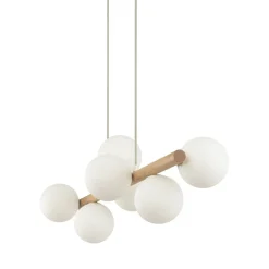 TK Lighting Estera hengelampe, opalglass, tre, 7 lyskilder Discount