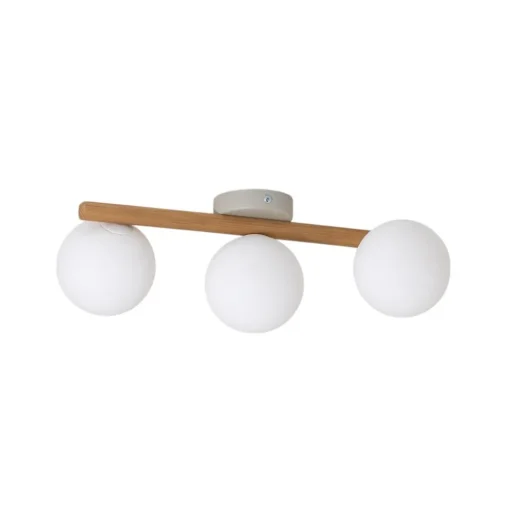 TK Lighting Estera taklampe, opalt glass, tre, 3 lyskilder| Taklamper