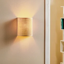 Euluna vegglampe jute, brun, tekstil, 24 cm høy, E27 New