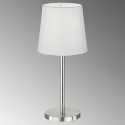 FH Lighting Eve bordlampe med stoffskjerm, matt nikkel/hvit Clearance
