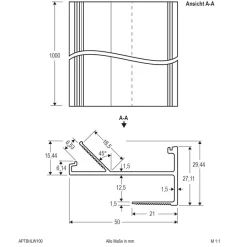 EVN APTBH alu.-profil rettet mot taket, 100cm hvit| Tilbehør
