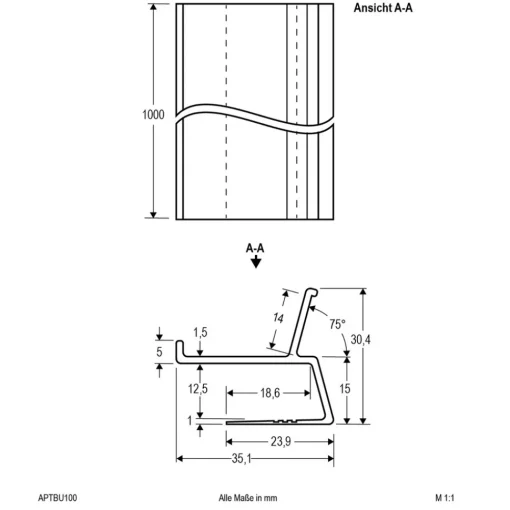 EVN APTBU alu.-profil rettet mot veggen, 100cm alu Discount