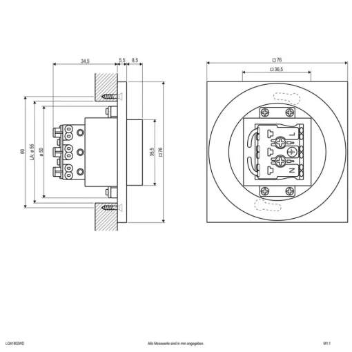 EVN LQ230 LED innfelt vegglampe up/down, hvit| Downlights