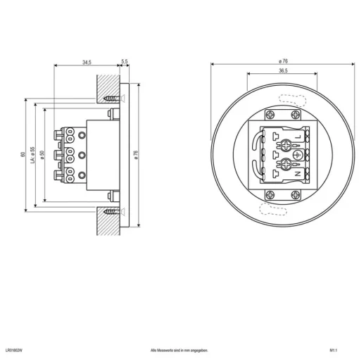 EVN LR230 LED innfelt vegglampe direkte hvit| Downlights