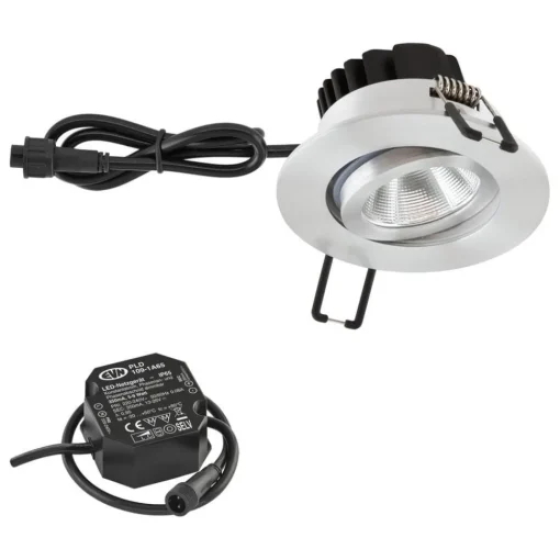 EVN PC65 innfellingslampe, rund, 3 000 K alu| Taklamper Utendørs