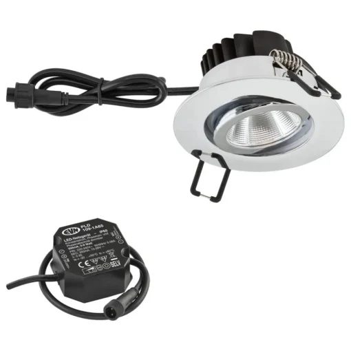EVN PC65 innfellingslampe, rund, 3 000 K krom| Taklamper Utendørs