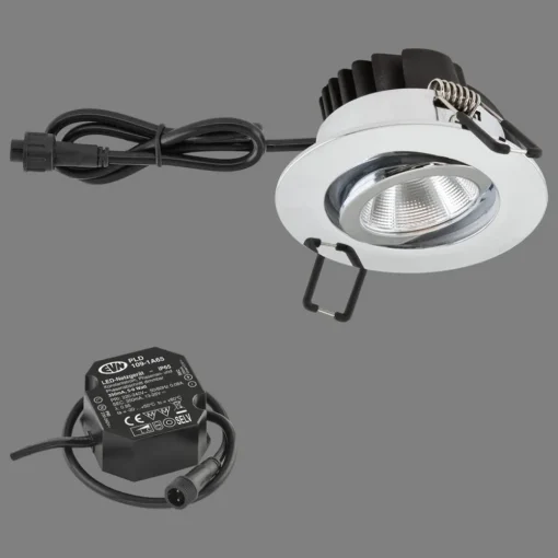 EVN PC65 innfellingslampe, rund, 3 000 K krom| Taklamper Utendørs