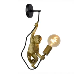 Lucide Extravaganza Chimpanse-vegglampe, gull matt/sort| Vegglamper