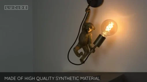 Lucide Extravaganza Chimpanse-vegglampe, gull matt/sort| Vegglamper