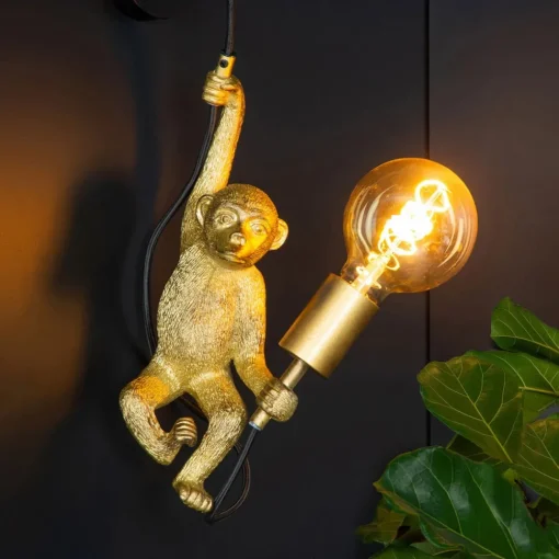 Lucide Extravaganza Chimpanse-vegglampe, gull matt/sort| Vegglamper