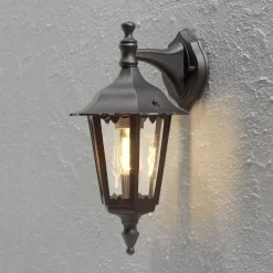 Konstsmide Firenze utendørs vegglampe, svart, fatning nederst, 36 cm| Vegglamper Utendørs