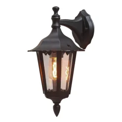 Konstsmide Firenze utendørs vegglampe, svart, fatning nederst, 36 cm| Vegglamper Utendørs