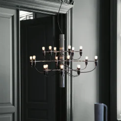 FLOS 2097/18 LED-lysekrone, frostet, krom Clearance