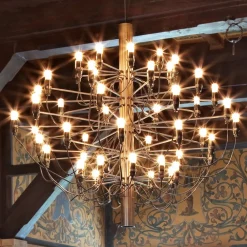 FLOS 2097/50 LED-lysekrone, frostet, messing| Lysekroner