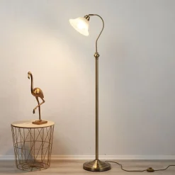Searchlight Fortryllende stålampe BJANE, antikkmessing| Gulvlamper