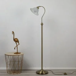 Searchlight Fortryllende stålampe BJANE, antikkmessing| Gulvlamper