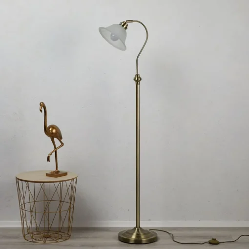 Searchlight Fortryllende stålampe BJANE, antikkmessing| Gulvlamper