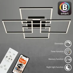 Briloner Frame S LED-taklampe, 72,4x72,4 cm, svart| Smarthus Belysning