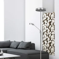 Trio Lighting Franklin LED-uplight, leselampe, matt nikkel| Led-Innendørs|Gulvlamper