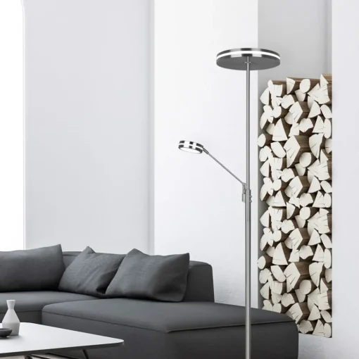 Trio Lighting Franklin LED-uplight, leselampe, matt nikkel| Led-Innendørs|Gulvlamper