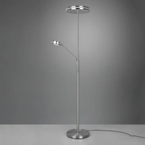 Trio Lighting Franklin LED-uplight, leselampe, matt nikkel| Led-Innendørs|Gulvlamper