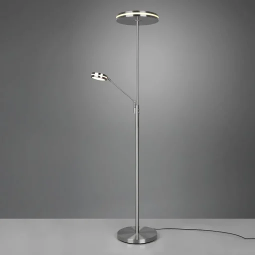 Trio Lighting Franklin LED-uplight, leselampe, matt nikkel| Led-Innendørs|Gulvlamper