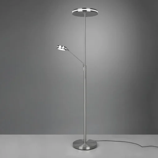 Trio Lighting Franklin LED-uplight, leselampe, matt nikkel| Led-Innendørs|Gulvlamper