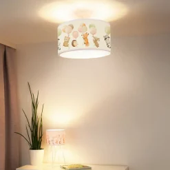 Duolla Freddy hengelampe, Ø 35 cm, fargerik, dyr, stoff, E27 Online