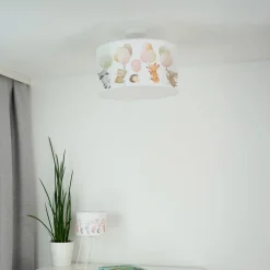 Duolla Freddy hengelampe, Ø 35 cm, fargerik, dyr, stoff, E27 Online