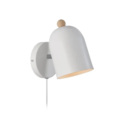 Nordlux Gaston vegglampe med kabel og støpsel, metall, hvit| Vegglamper