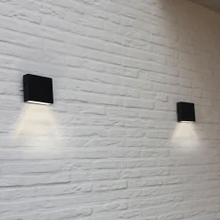 LUTEC Gemini XF utendørs LED-vegglampe, matt svart| Kommersiell Utebelysning