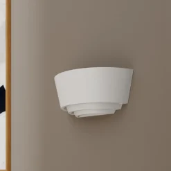 Lindby Gipsvegglampe Azriel, hvit halvrund, tre trinn| Design- Og Hotellbelysning|Vegglamper