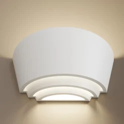 Lindby Gipsvegglampe Azriel, hvit halvrund, tre trinn| Design- Og Hotellbelysning|Vegglamper