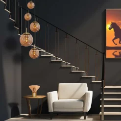 Steinhauer Glass-hengelampe Glasbol, messing, 5 lyskilder| Pendellamper