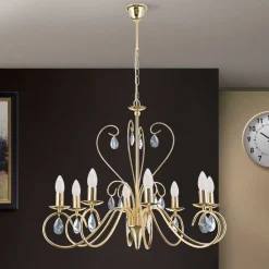 ORION Grasiøs FIORETTO lysekrone i gull med åtte lys| Lysekroner