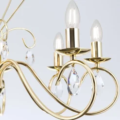 ORION Grasiøs FIORETTO lysekrone i gull med åtte lys| Lysekroner