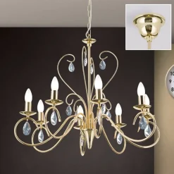 ORION Grasiøs FIORETTO lysekrone i gull med åtte lys| Lysekroner