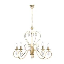 ORION Grasiøs FIORETTO lysekrone i gull med fem lys| Lysekroner