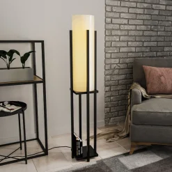 Opviq Gulvlampe 8125, svart/hvit, metall/canvas, høyde 130 cm Sale