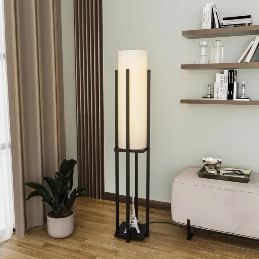 Opviq Gulvlampe 8125, svart/hvit, metall/canvas, høyde 130 cm Sale