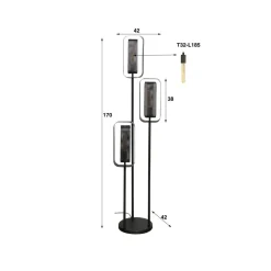 Zijlstra Gulvlampe Alma, 3 lyskilder, svart, metall, svingbar nettingskjerm| Gulvlamper