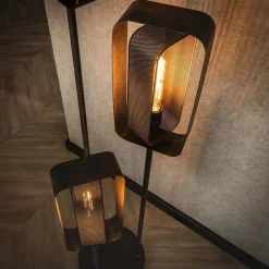 Zijlstra Gulvlampe Alma, 3 lyskilder, svart, metall, svingbar nettingskjerm| Gulvlamper