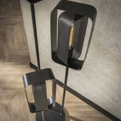 Zijlstra Gulvlampe Alma, 3 lyskilder, svart, metall, svingbar nettingskjerm| Gulvlamper