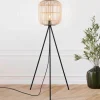 EGLO Gulvlampe Bordesley trebein med treskjerm Discount