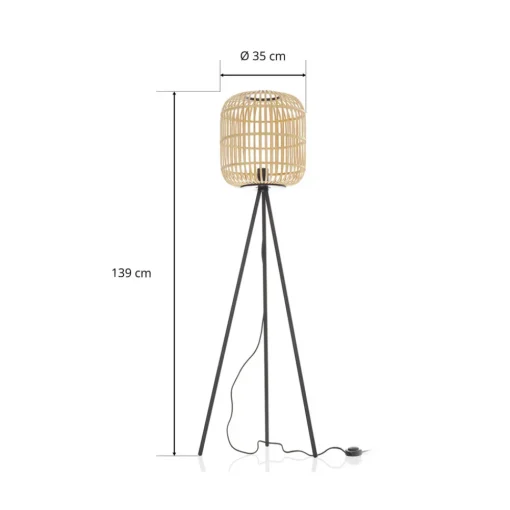 EGLO Gulvlampe Bordesley trebein med treskjerm Discount