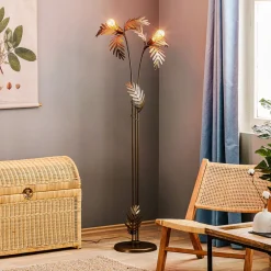 ONLI Gulvlampe Dubai i bladdesign, 2 lyskilder, bronse Online